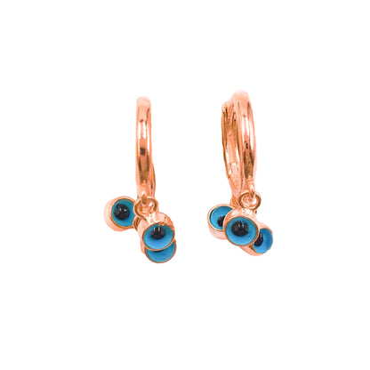 Triple Evil Eye Hoop Earrings