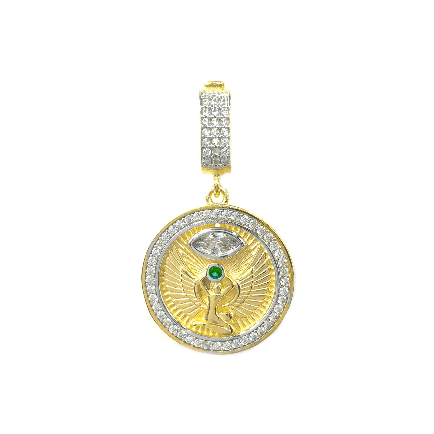 Angel Medallion Pendant / Charm with Colorful Stones